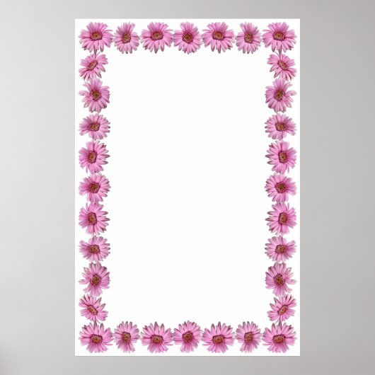 Poster Bordure de marguerite rose sur Arrière - plan blan (Devant)