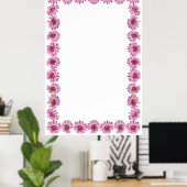 Poster Bordure de marguerite rose sur Arrière - plan blan (Bureau à domicile)