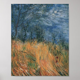 Poster Bordure de Wheatfield avec des pavots Van Gogh Art