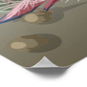 Poster Bordure en style chinoiserie avec cigognes et peon (Coin)
