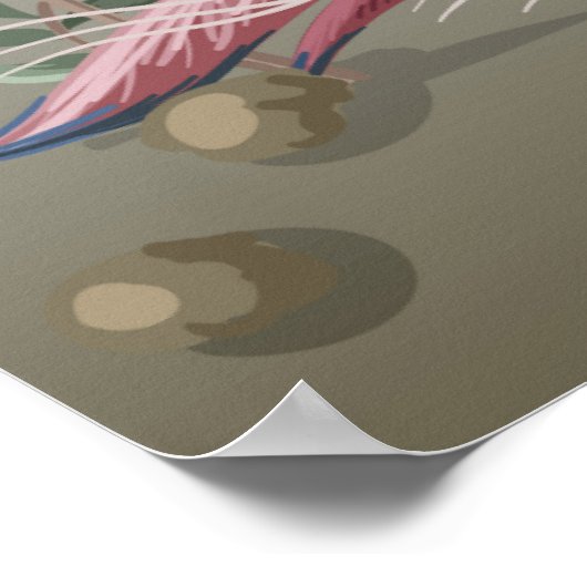 Poster Bordure en style chinoiserie avec cigognes et peon (Coin)