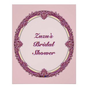 Poster Bordure Fantaisie Violet/Rose Et Crème Personnalis