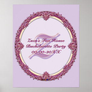 Poster Bordure Fantaisie Violet/Rose Et Crème Personnalis