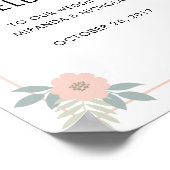 Poster Bordure fleurie rose mariage signe d'accueil / aff (Coin)