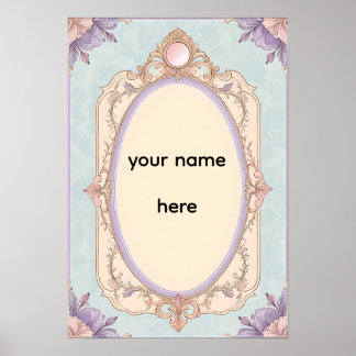 Poster Bordure Florale Romantique de Toilette