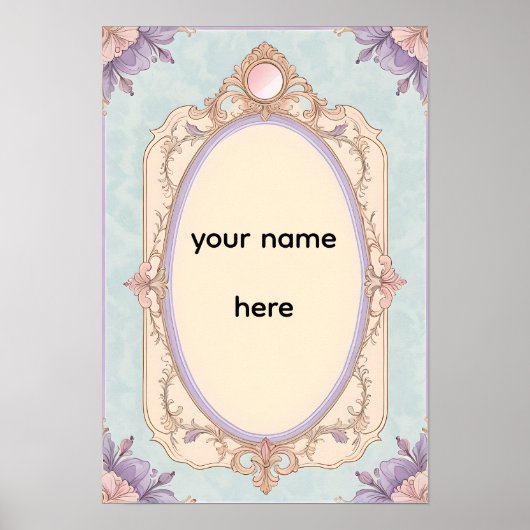 Poster Bordure Florale Romantique de Toilette (Devant)