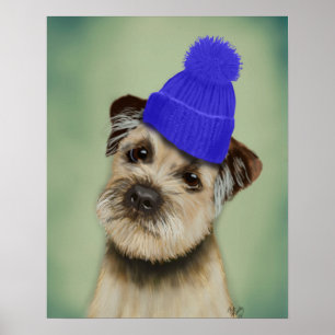 Poster Bordure Terrier avec Casquette Bobble Bleu