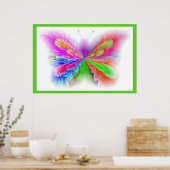 Poster Bordure verte du papillon de fleurs (Cuisine)