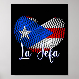 Poster Boricua Jefa Porto Rico Coeur Drapeau Boricua Mama