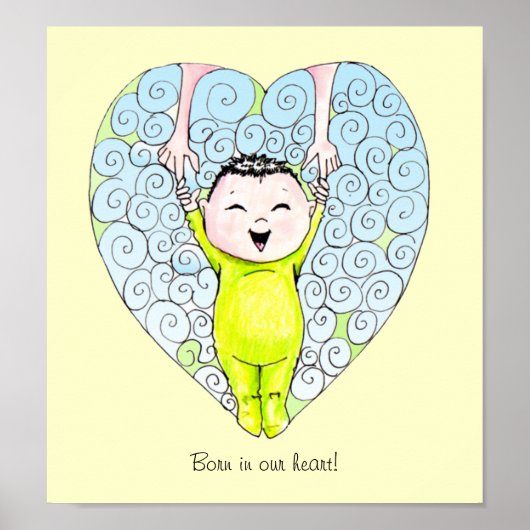 Poster Born in our Heart Baby Boy wall art (Devant)