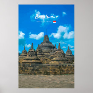 Poster Borobudur, Indonésie - Temple bouddhiste ancien