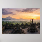 Poster Borobudur Temple Java Indonesia Sunrise Wall Art (Devant)
