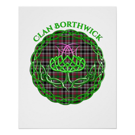 Poster Borthwick Scottish Tartan Celtic Thistle (Devant)