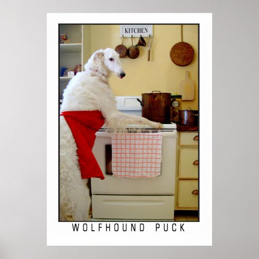 Poster Borzoi Russian Wolfhound "Wolfhound Puck" Dog (Devant)