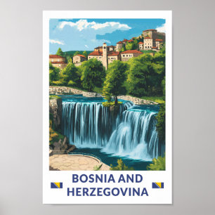 Poster Bosnie-Herzégovine Jajce Illustration Art