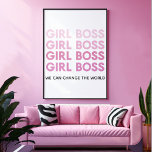 Poster Boss de fille rose moderne Meilleur cadeau de fill<br><div class="desc">Boss de fille rose moderne Meilleur cadeau de fille</div>