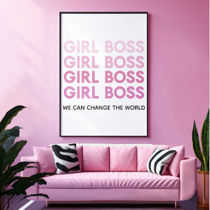 Poster Boss de fille rose moderne Meilleur cadeau de fill