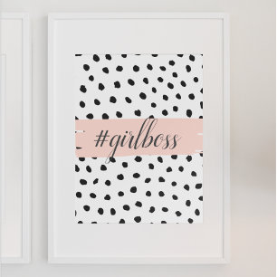 Poster Boss et points noirs Pastel Rose moderne