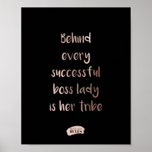 Poster Boss Lady Tribe Rose Gold Typography Quote Black