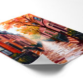 Poster Boston Automne Aquarelle Beacon Hill Massachusetts (Coin)