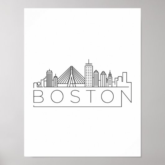 Poster Boston City Skyline, boston ma skyline (Devant)