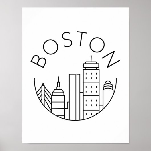 Poster Boston City Skyline, boston ma skyline (Devant)