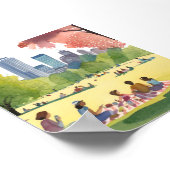 Poster Boston Common Picnic | Summer Watercolor Painting (Coin)