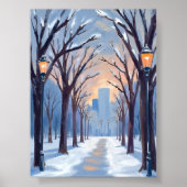 Poster Boston Common Winter Snowfall Watercolor (Devant)