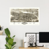 Poster Boston, MA Carte panoramique - 1880 (Bureau à domicile)