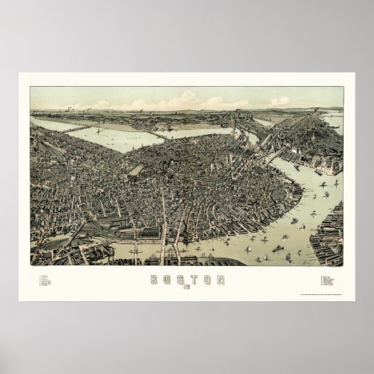 Poster Boston, MA Carte panoramique - 1899 (Devant)