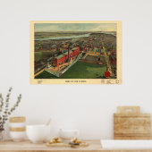 Poster Boston Massachusetts 1902 Antique carte panoramiqu (Cuisine)