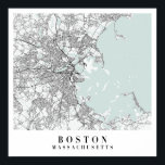 Poster Boston Massachusetts Blue Water Street Carte<br><div class="desc">Boston Massachusetts Blue Water Street Carte</div>
