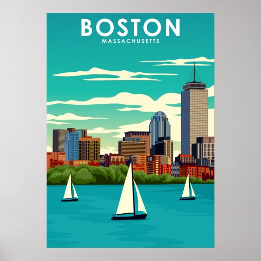 Poster Boston Massachusetts City Travel (Devant)