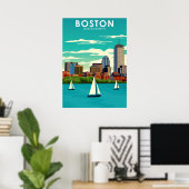 Poster Boston Massachusetts City Travel (Bureau à domicile)