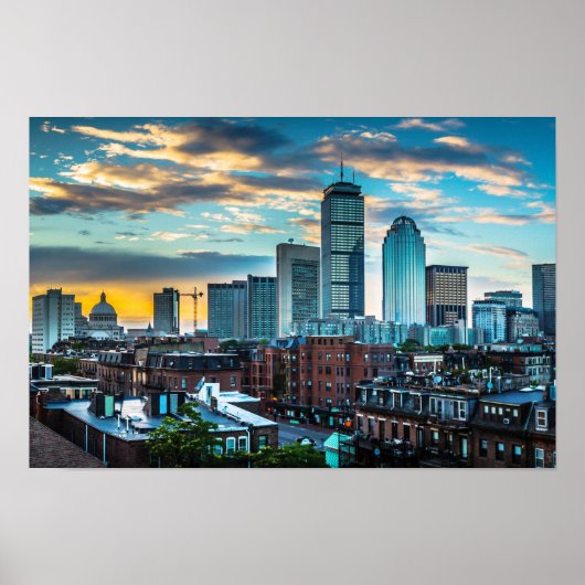 Poster Boston Massachusetts Downtown City Skyline Photo (Devant)
