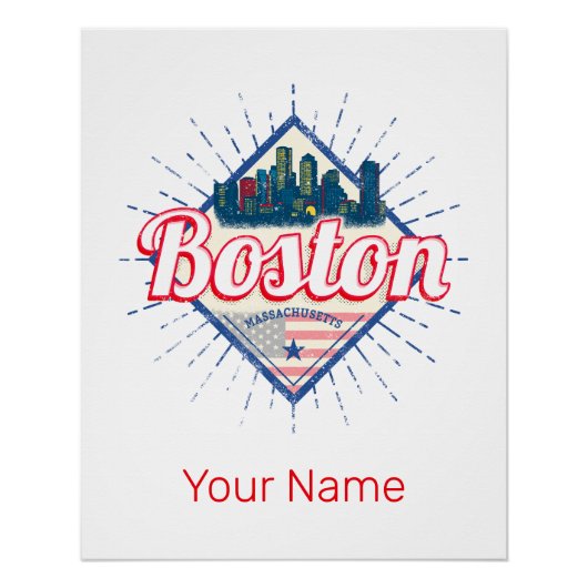 Poster Boston Massachusetts Etats-Unis Vintage USA (Devant)