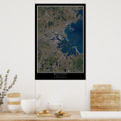 Poster Boston Massachusetts From Space Satellite Map (Cuisine)