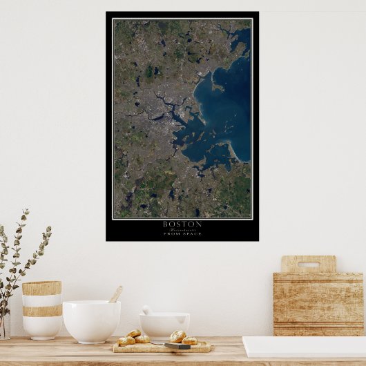 Poster Boston Massachusetts From Space Satellite Map (Cuisine)