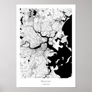 Poster Boston Massachusetts Moderne minimaliste Carte de 