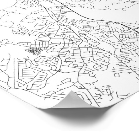 Poster Boston, Massachusetts (noir sur blanc) (Coin)