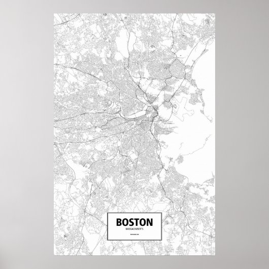 Poster Boston, Massachusetts (noir sur blanc) (Devant)