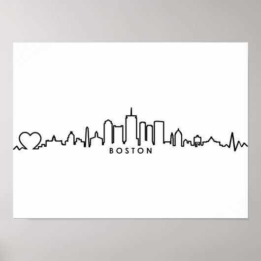 Poster BOSTON Massachusetts USA City Skyline Silhouette (Devant)