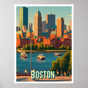 Poster Boston Massachusetts USA Illustration de voyage