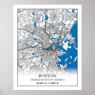 Poster Boston Massachusetts USA Travel City Map