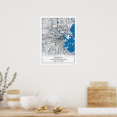 Poster Boston Massachusetts USA Travel City Map (Cuisine)
