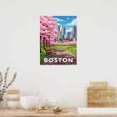 Poster Boston skyline sous fleurs de cerisiers en fleurs (Cuisine)