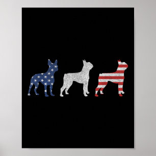 Poster Boston Terrier 4 juillet Chien Patriotique Drapeau