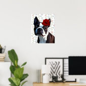 Poster Boston Terrier avec Rose sur Head (Bureau à domicile)