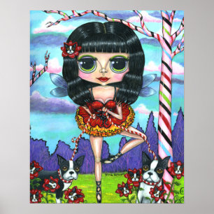 Poster Boston Terrier Ballet Ballerina Fairy Big Eyes