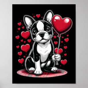Poster Boston Terrier chien Saint-Valentin propriétaire d